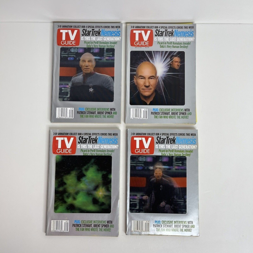 Star Trek Nemesis‎ TV Guide 3-D Animation Lot of 4 Vintage
